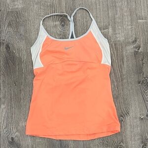 Nike Coral & White Performance Tank with Built-In Support